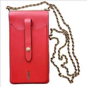 THACKER LEATHER NORA FLAME RED PHONE WALLET CROSSBODY BAG